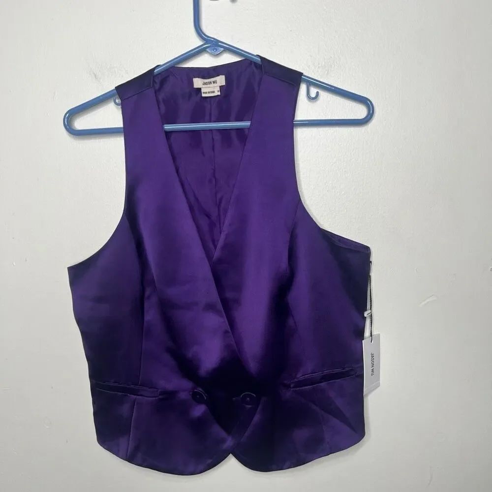 Jason Wu Purple Satin Tuxedo Vest NWT! Sz 10